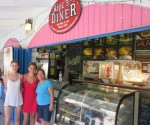 Kim and friends at the counter of Joe's