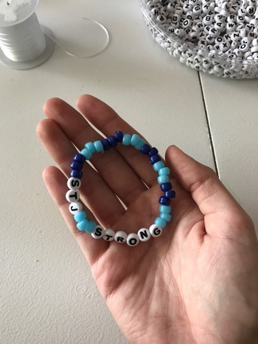 An example of an Irma Relief bracelet